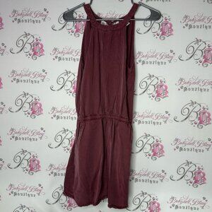 10 trees 🌲 dress Burgundy Sleeveless Dress mock neck high neck denim style